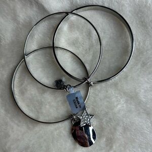 Silver Star Charm Bangle Set